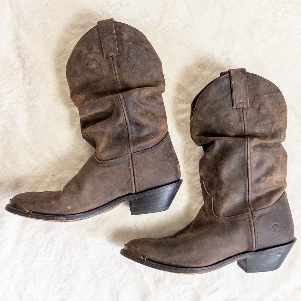 Double H Brown Leather Cowboy Boots - Picture 2 of 10